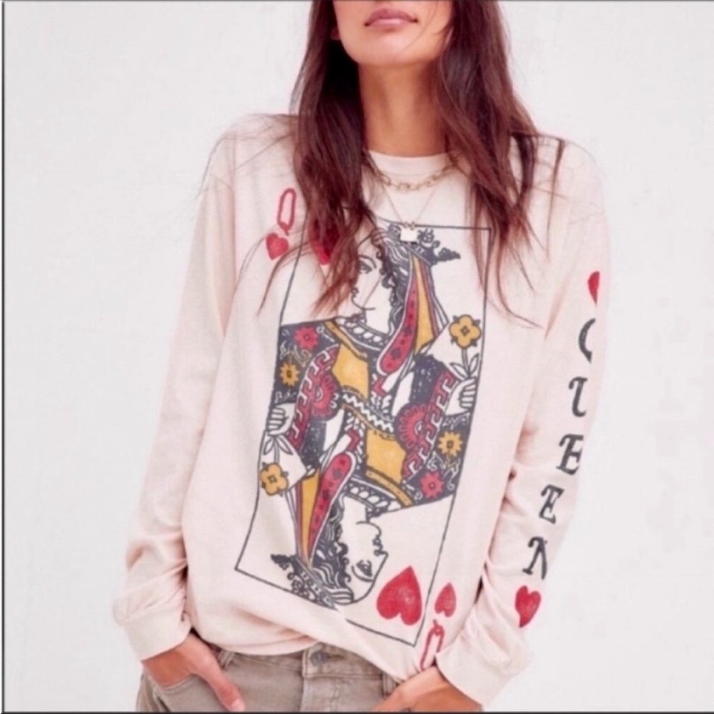 DAYDREAMER X Free People Queen Of Hearts Oversized Long Sleeve Tee Size S
